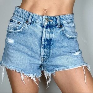 Zara Blue Jean Shorts High-Waisted Distressed